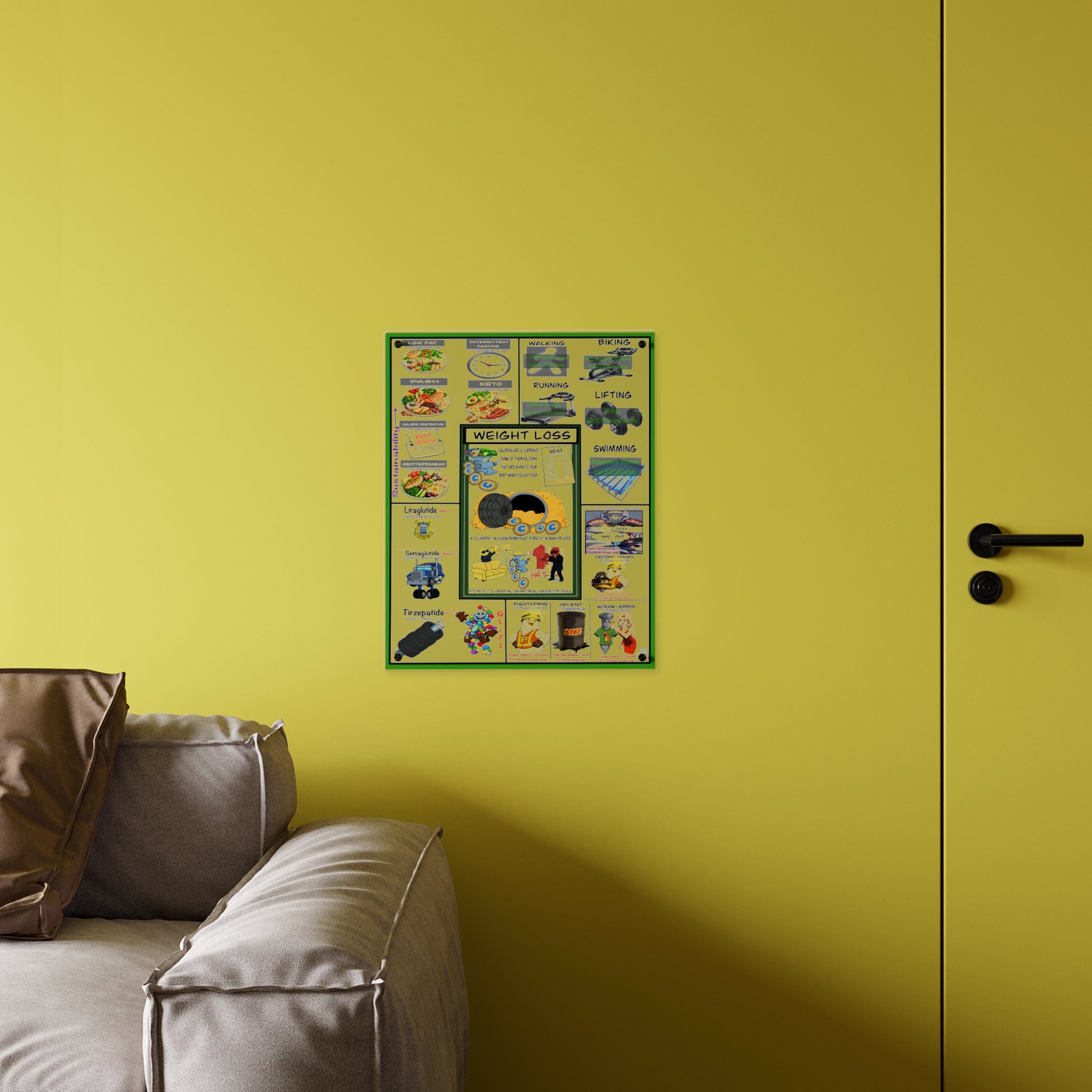 Weight Loss Acrylic Wall Art Panel for Patient Education in Clinics and Hospitals